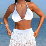 Martina - Elegante conjunto de bikini de encaje en un solo color