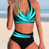 Liliana - Conjunto de bikini con escote cruzado y estampado