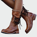 Ana - Botines De Piel Gris Con Cordones Y TacónPulidoMarta