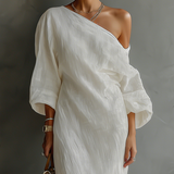 Vestido color marfil sin hombros