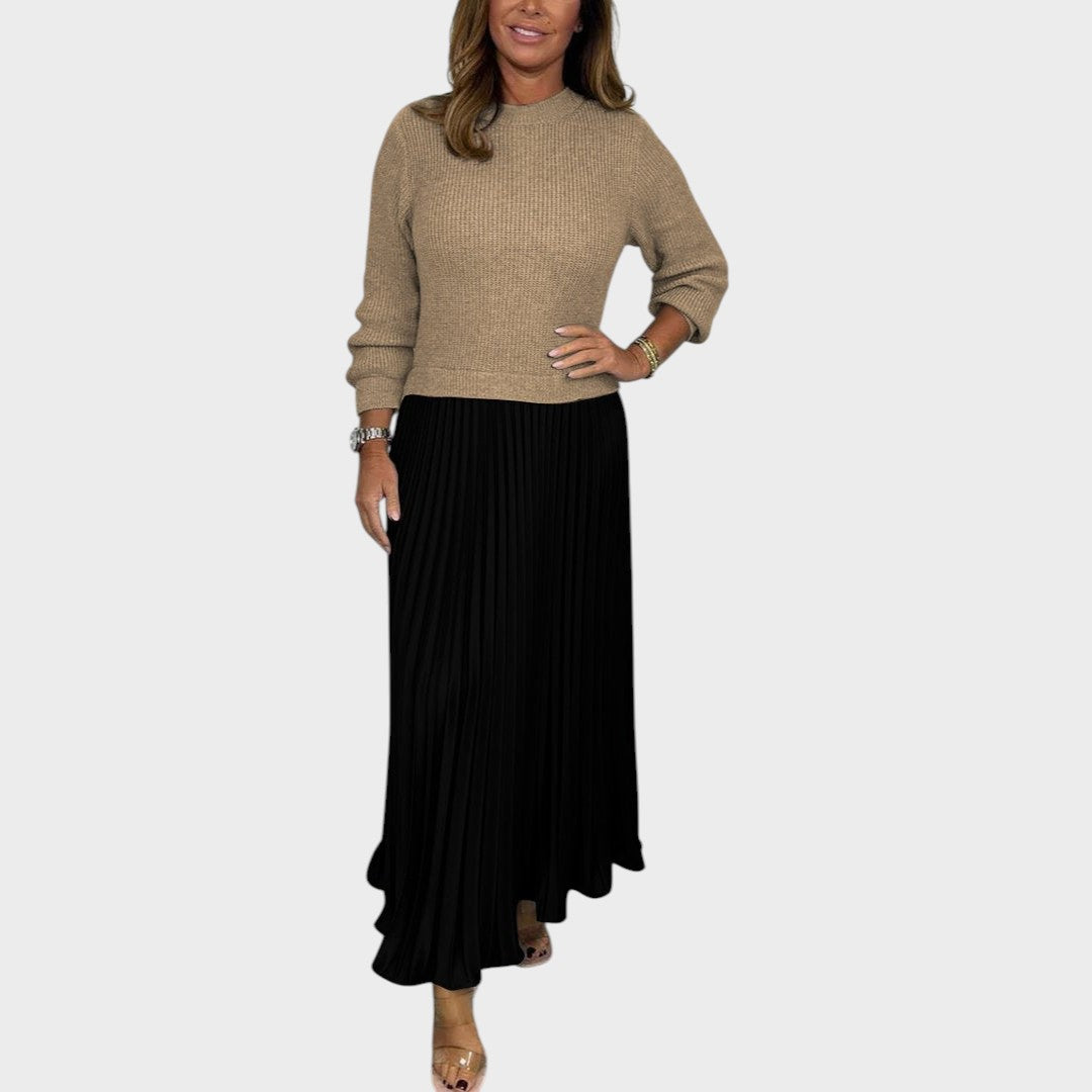 Anabela | Conjunto de Jersey y Falda Plisada
