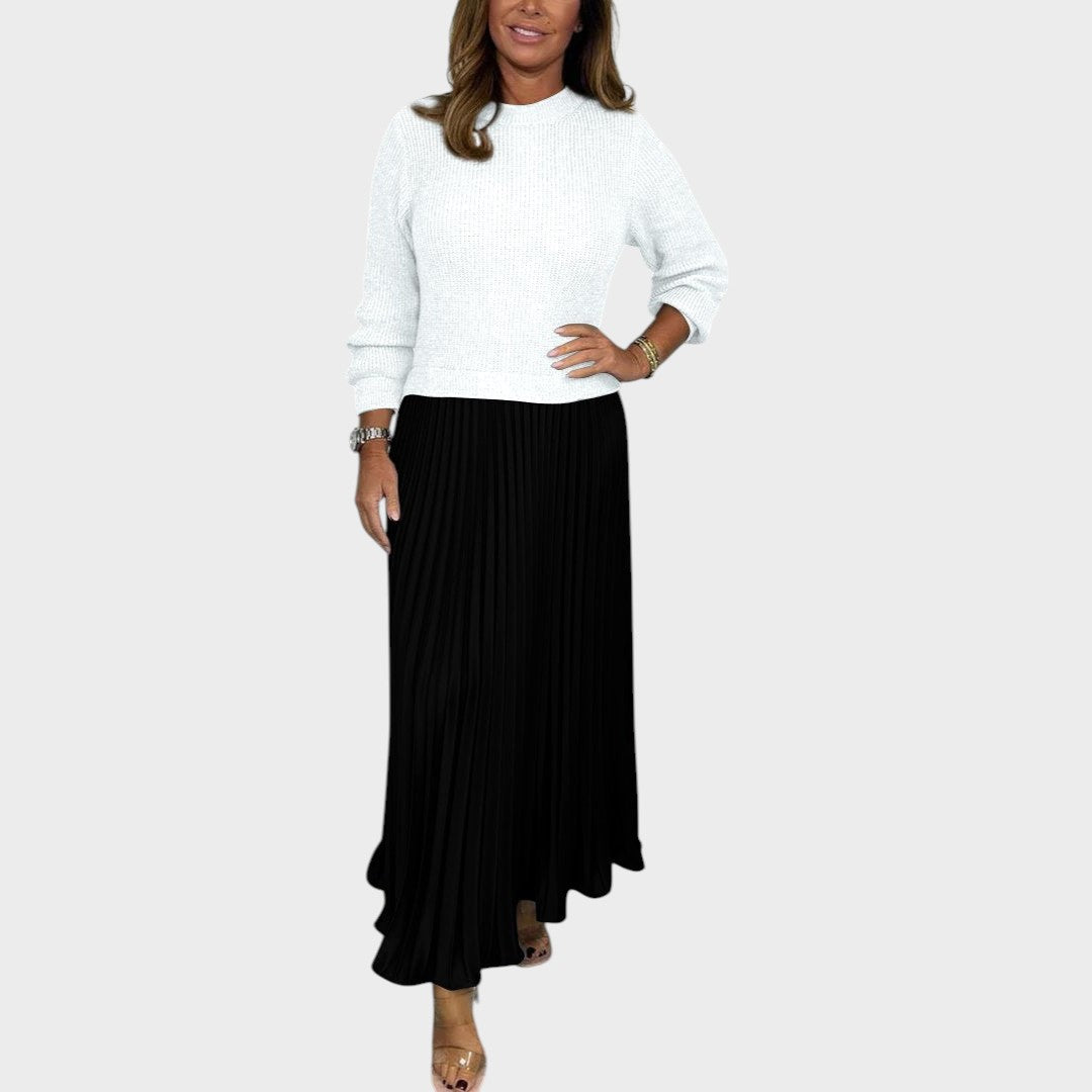 Anabela | Conjunto de Jersey y Falda Plisada