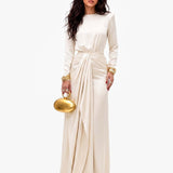 Anabel | Vestido Maxi de Satén Drapeado
