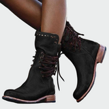 Ana - Botines De Piel Gris Con Cordones Y TacónPulidoMarta