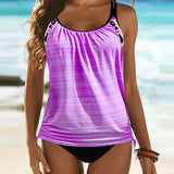 Augustus - Tankini de un solo color con estampado de leopardo