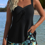 Marina - Tankini a Rayas con Pantalones Cortos de Playa de Dos Piezas