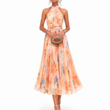 Garazi | Vestido Maxi Halter de Acuarela