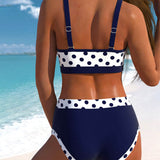 Liesbeth - Bikini de puntos de talle alto con diseño de patchwork