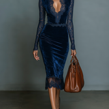 Vestido Midi de Terciopelo con Escote en V
