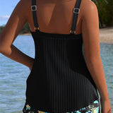 Marina - Tankini a Rayas con Pantalones Cortos de Playa de Dos Piezas