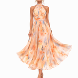 Garazi | Vestido Maxi Halter de Acuarela