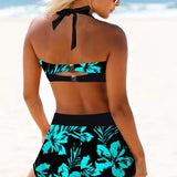 Sherrie - Traje de baño de cintura alta con estampado de flores