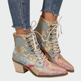 Sandra - Botines De Cuero Con Flores Elegantes Radiantes