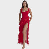 Amira - Vestido largo ciruela oscuro
