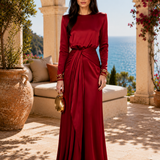 Anabel | Vestido Maxi de Satén Drapeado