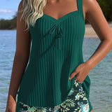 Marina - Tankini a Rayas con Pantalones Cortos de Playa de Dos Piezas