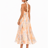 Garazi | Vestido Maxi Halter de Acuarela