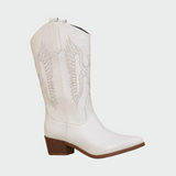 Isabella - Botas Vaqueras En Piel Negra Con Detalles Pluma