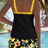 Julia - Conjunto de Tankini Elegante de Dos Piezas