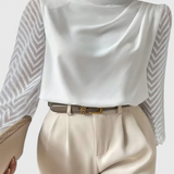 Zaraa Blusa Elegante de Manga Transparente