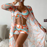 Alba - Conjunto de bikini de 3 piezas con estampado