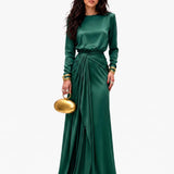 Anabel | Vestido Maxi de Satén Drapeado