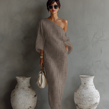 Vestido color marfil sin hombros