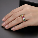 Anillo Retro con Zirconias Multicolores