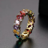 Anillo Retro con Zirconias Multicolores