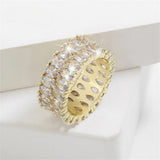 Anillo Ancho de Cristal Dorado Oriental