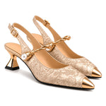 Cayetana: zapatos destalonados con perla, color beige, vista del par