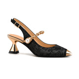 Cayetana: zapatos destalonados con perla, color negro, vista lateral