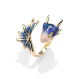 Anillo de Dragón Ajustable en Plata y Esmalte Hecho a Mano