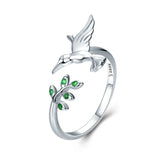 Anillo Camaleón con zirconitas verdes en plata