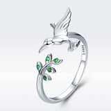 Anillo Camaleón con zirconitas verdes en plata