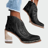 Irene - Botas De Cuero Bordadas Con Bordados Distintivos