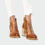 Irene - Botas De Cuero Bordadas Con Bordados Distintivos