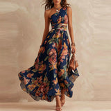 Antía | Vestido Maxi Floral de Un Hombro