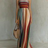 Vestido largo y colorido sin mangas