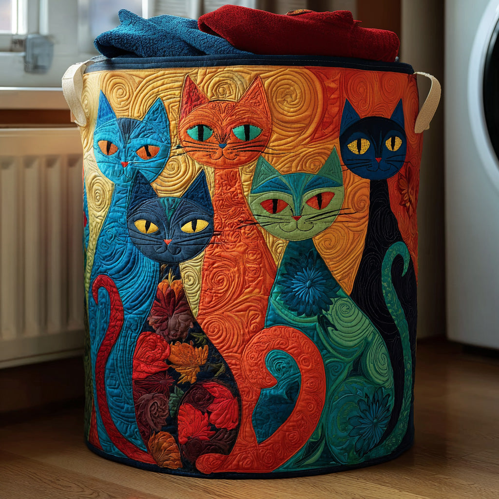 Gato Curioso - Cesta de Almacenaje Acolchada