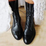 Gabriela - Botas De Cuero Sintético Negro De Alta Calidad