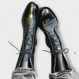 Gabriela - Botas De Cuero Sintético Negro De Alta Calidad