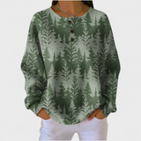 Inès - Suéter verde con patrón clásico de árbol de Navidad