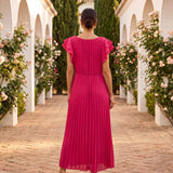 Iria | Vestido Maxi Plisado con Cintura Anudada