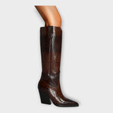 Camila - Botas Con Diseño Croco Y Tacón Elegante Diario