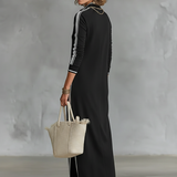 Vestido Maxi de Sudadera con Cuello de Botón