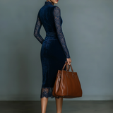 Vestido Midi de Terciopelo con Escote en V