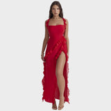 Amira - Vestido largo ciruela oscuro