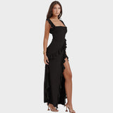 Amira - Vestido largo ciruela oscuro