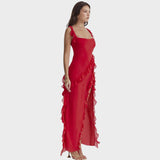 Amira - Vestido largo ciruela oscuro